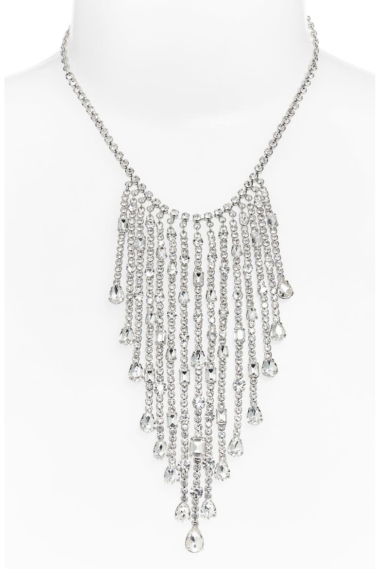 Crystal Fringe Frontal Necklace, Alternate, color, CLEAR RHODIUM