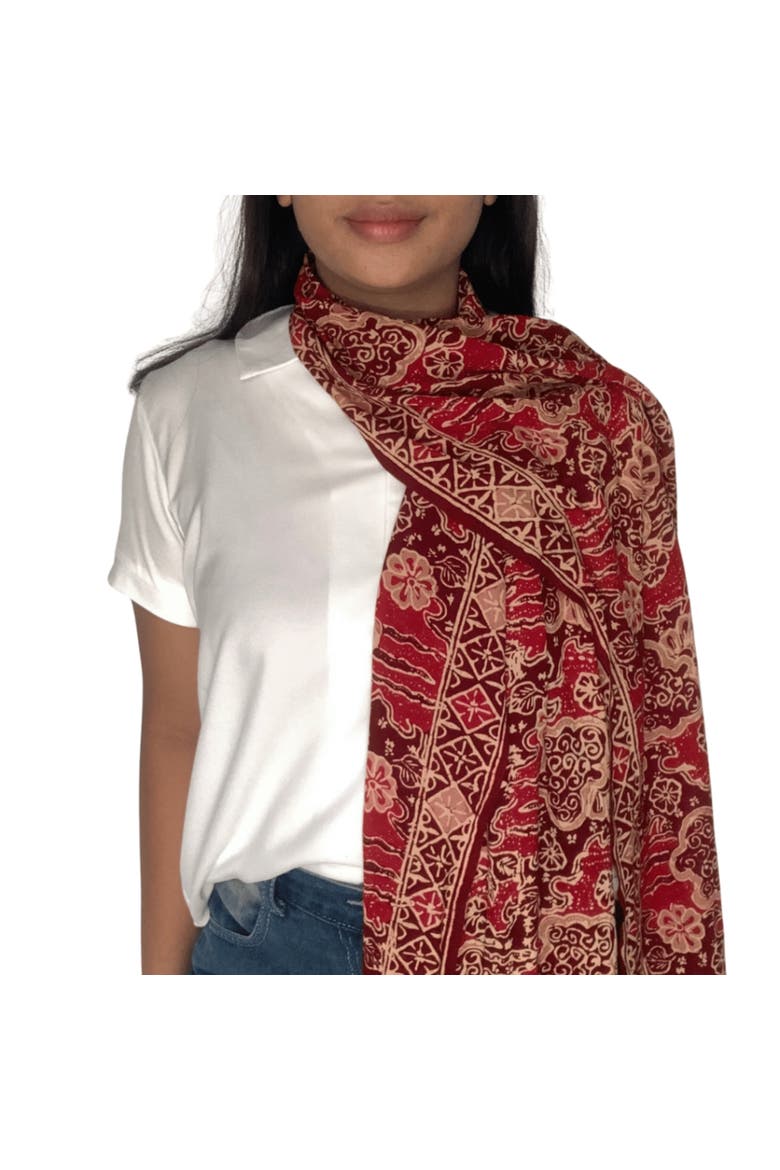 Handmade Batik Scarf, Alternate, color, Sunlit Garden