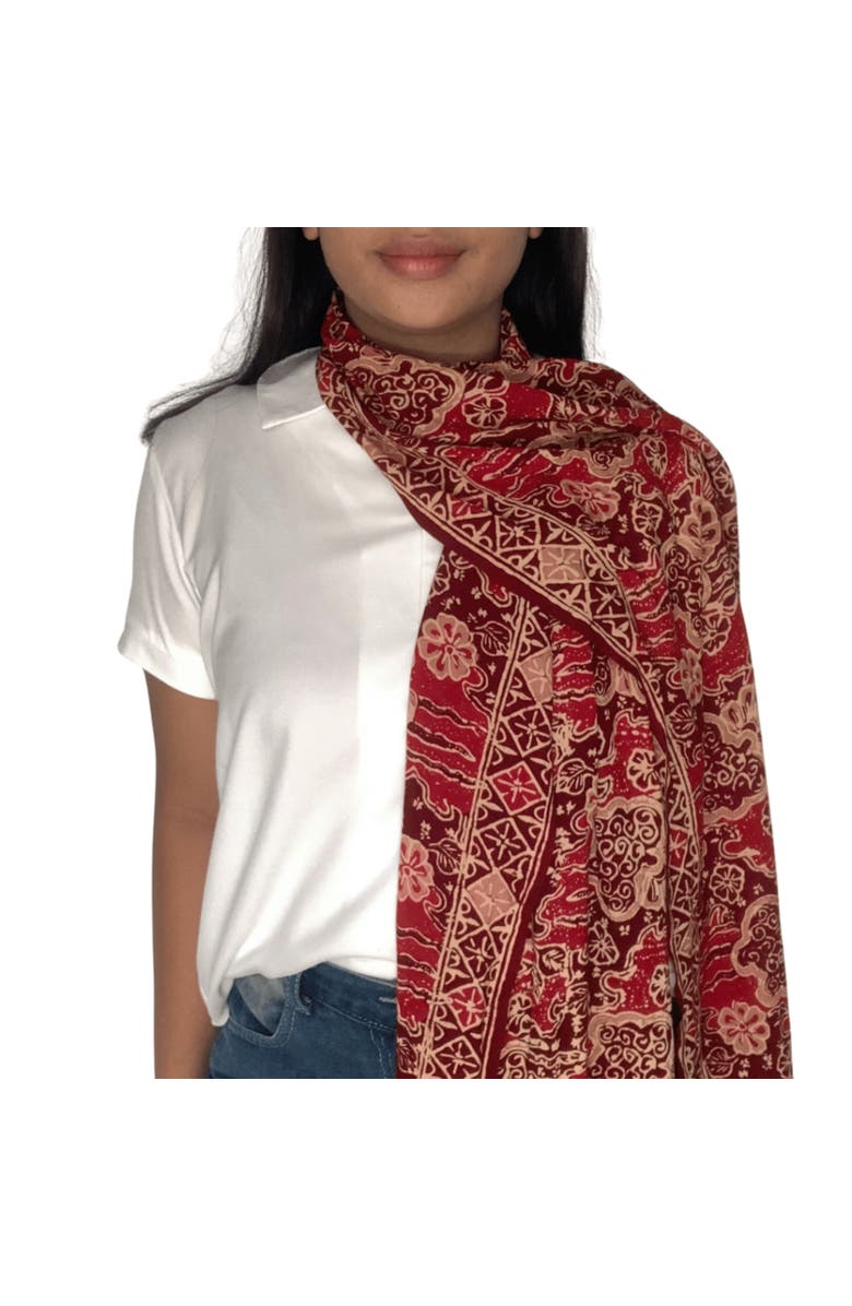 Kasih Co-op Handmade Batik Scarf, Alternate, color, Sunlit Garden