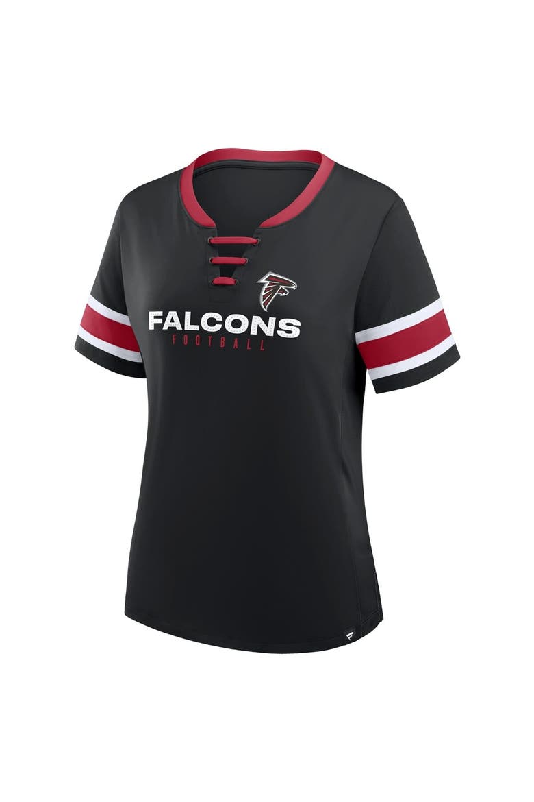 Women's Fanatics Black Atlanta Falcons Redzone Draw Play Athena Lace-Up T-Shirt, Alternate, color, Black