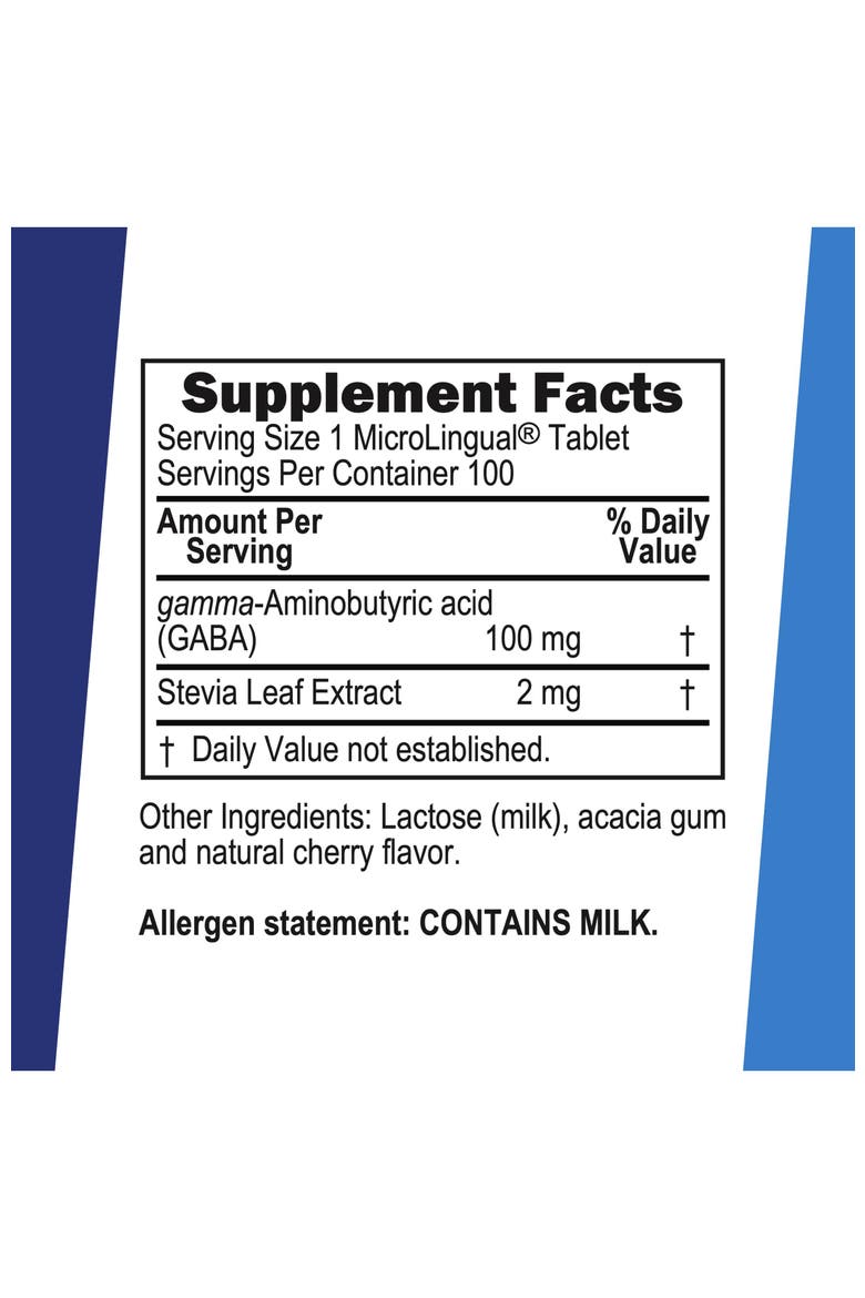 GABA Sublingual Dissolving Tablets Instant Absorb Relaxation Support, Alternate, color, White