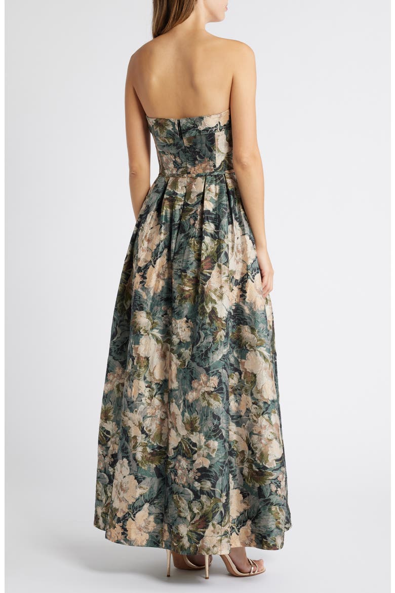 Floral Strapless Ball Gown, Alternate, color, BLUSH SAGE MULTI