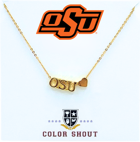 Oklahoma State University Gold HeartNecklace