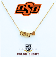 Color Shout Oklahoma State University Gold HeartNecklace
