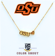 Color Shout Oklahoma State University Gold HeartNecklace