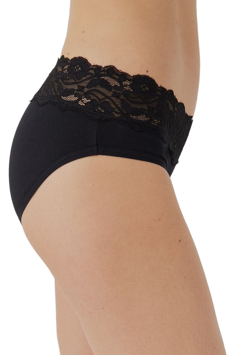 Organic Cotton Lace Waist Brief 3-Pack, Alternate, color, Black