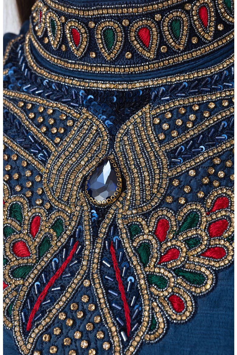 Myka Embroidered High Neck Gown, Alternate, color, Blue