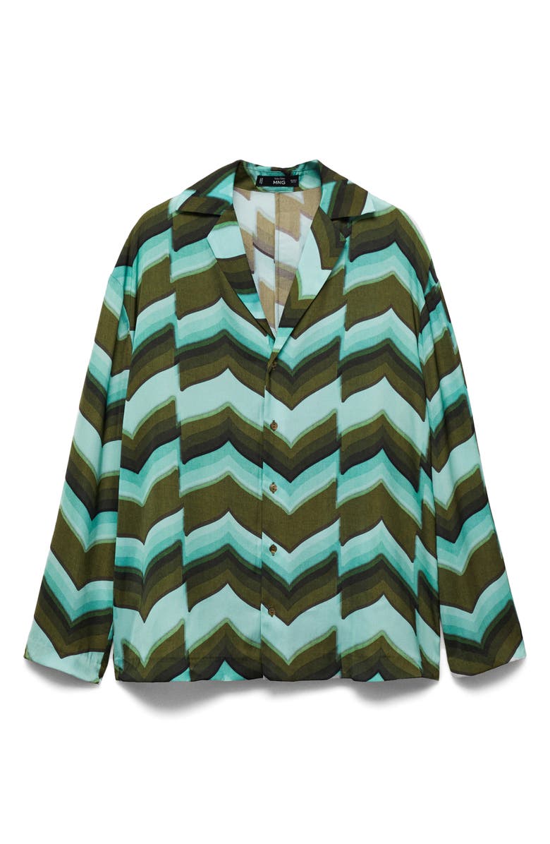 MANGO Chevron Print Button-Up Shirt, Alternate, color, 