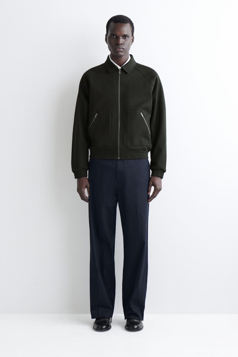 Cotton-Jersey Bomber Jacket, Main, color, DARK GREEN