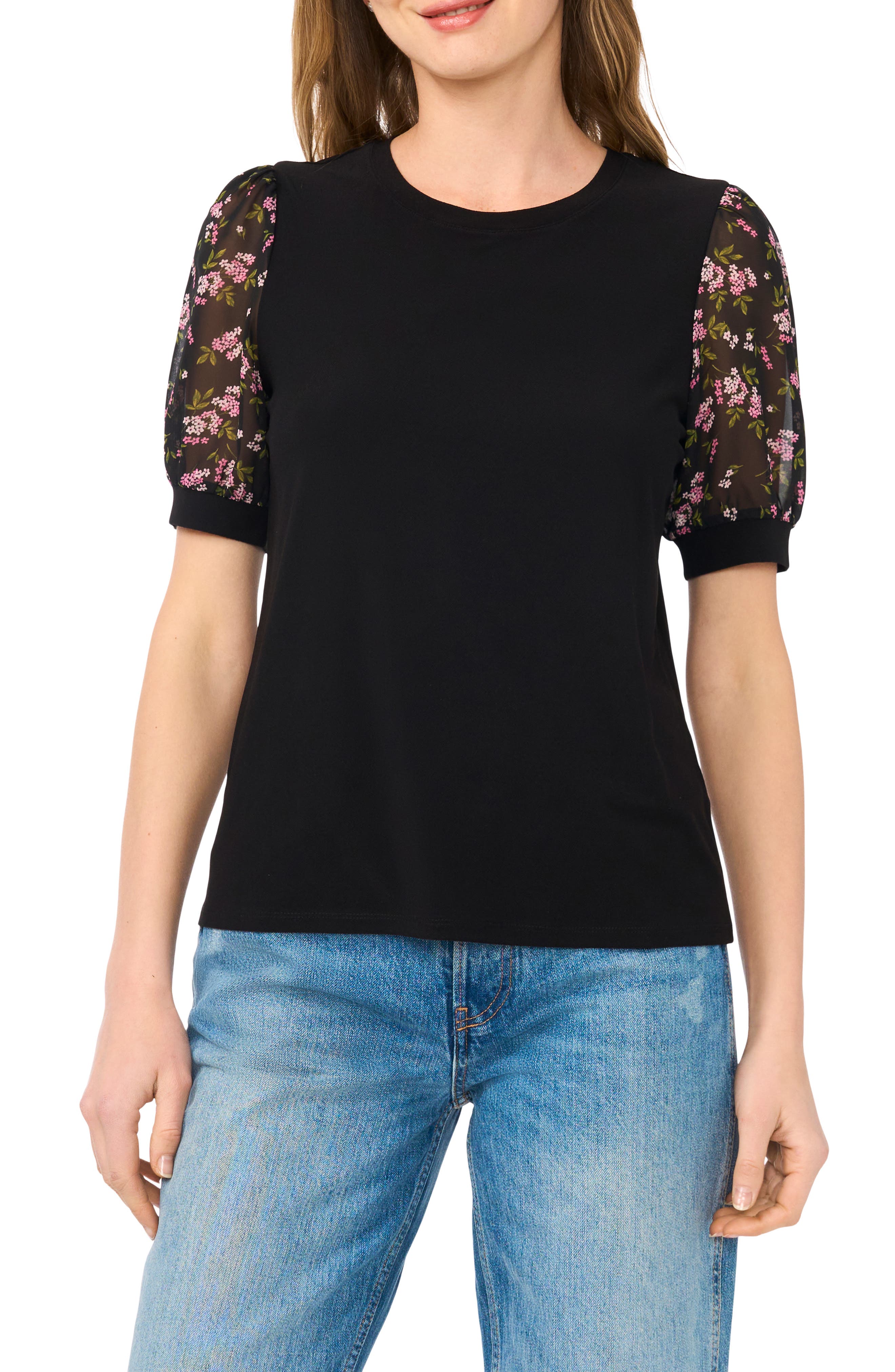 CeCe Printed Short Sleeve Top