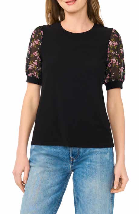 CeCe Printed Short Sleeve Top