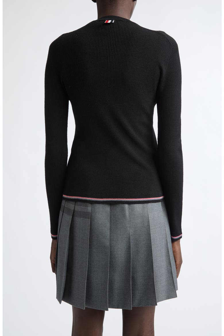 Crewneck Wool Cardigan, Alternate, color, BLACK