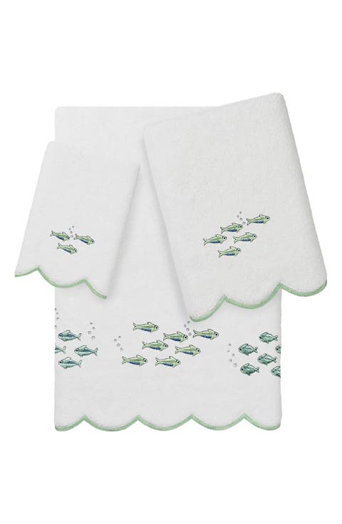 Fish School Scallop 3-Piece Hand Towel Set