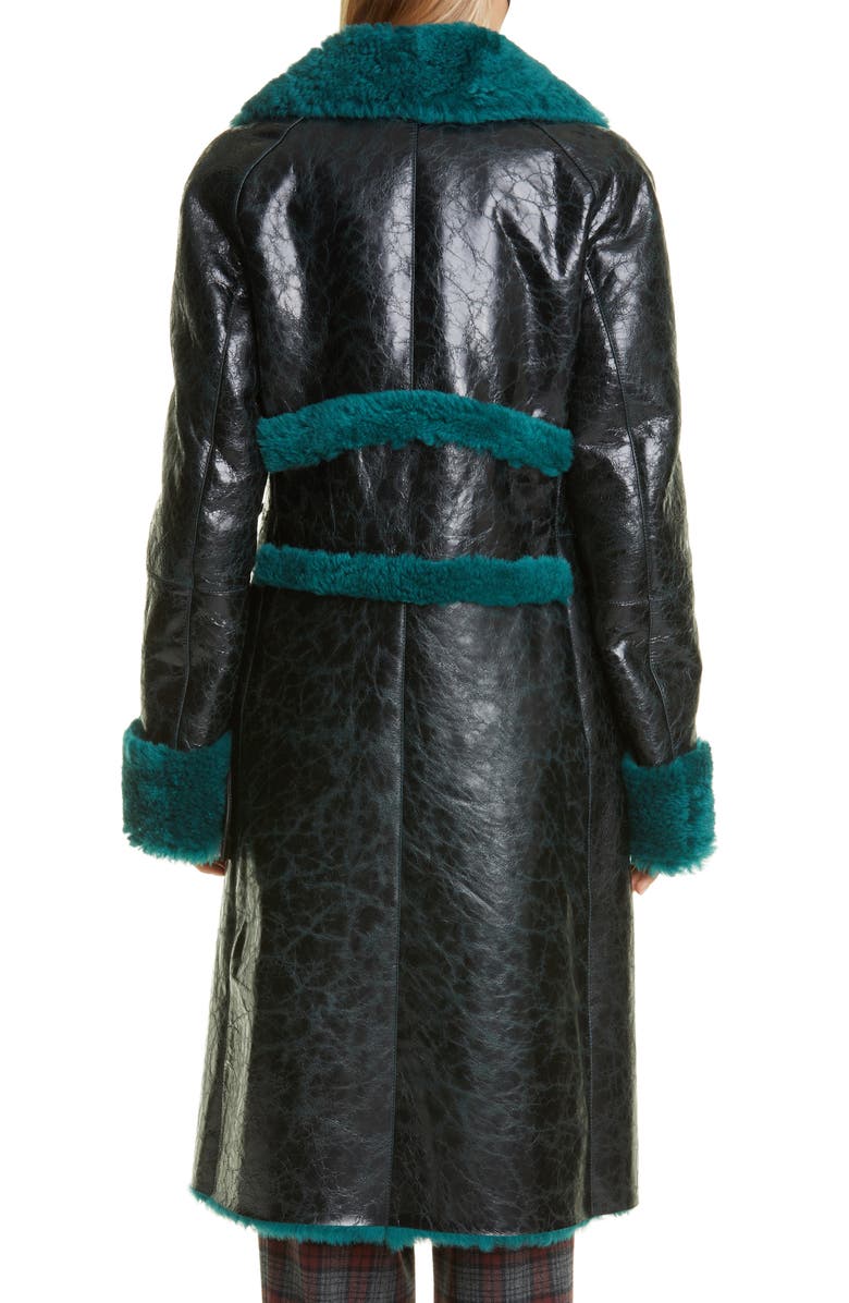 Dries Van Noten Lorca Reversible Crinkle Leather and Genuine Shearling Coat, Alternate, color,