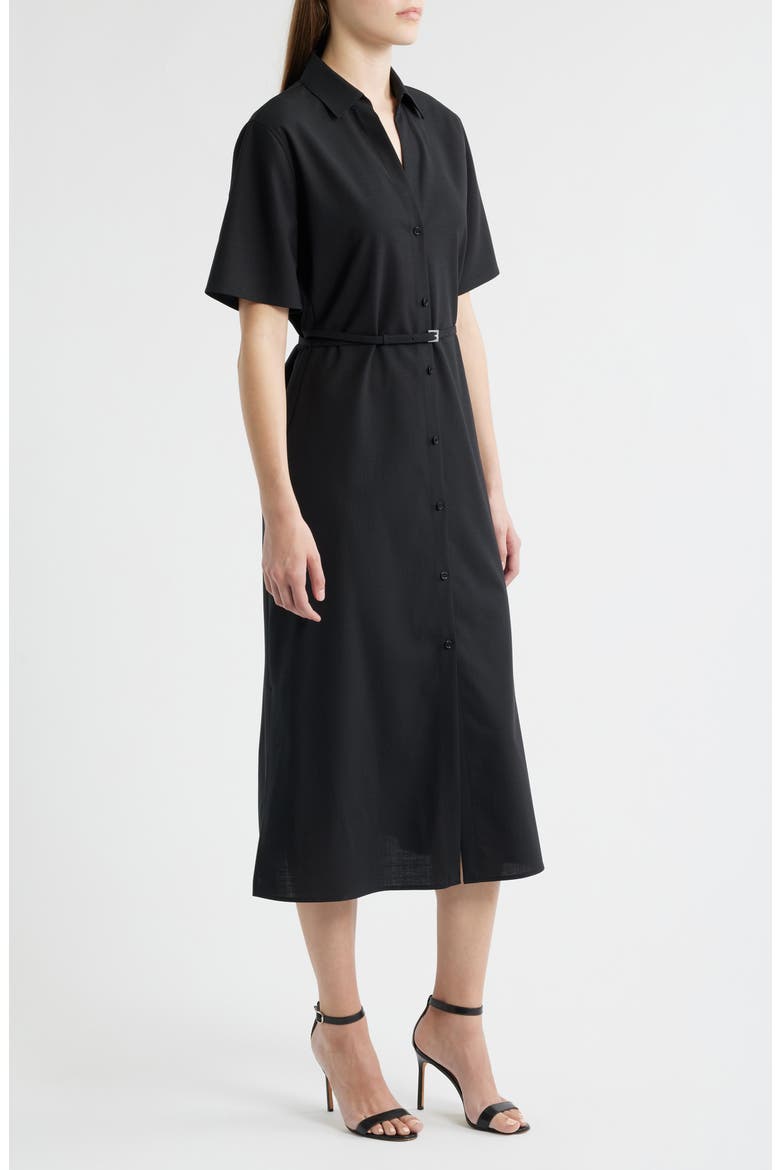 Dulera Belted Virgin Wool Shirtdress, Alternate, color, BLACK
