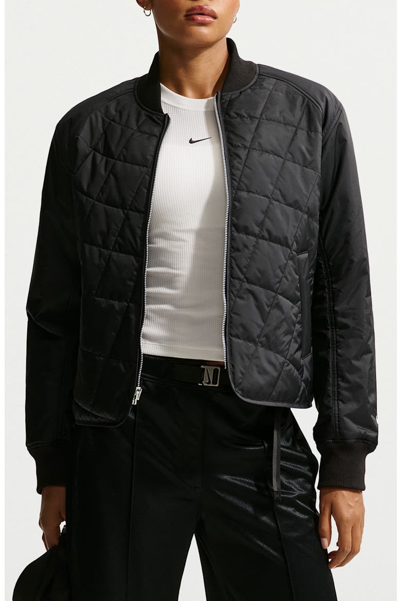 Relaxed Water Repellent Quilted Jacket, Main, color, BLACK/SAIL
