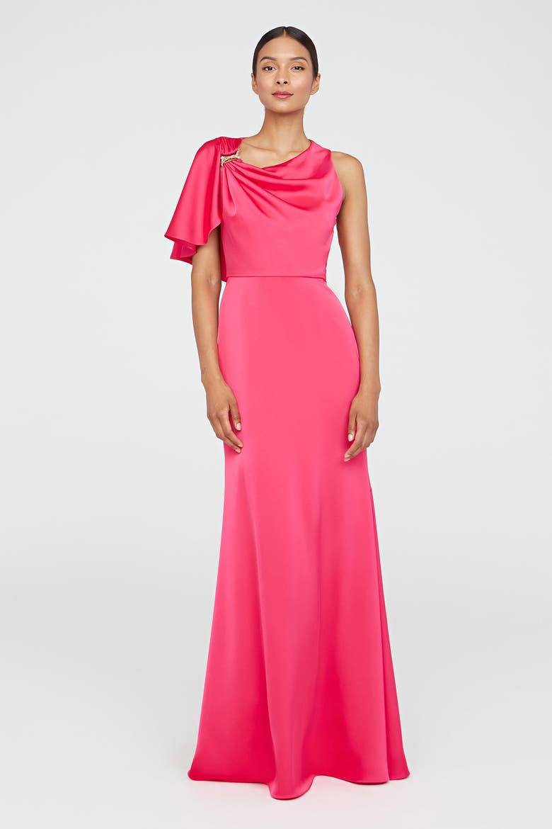 Darcie Flutter Sleeve Gown, Main, color, Begonia