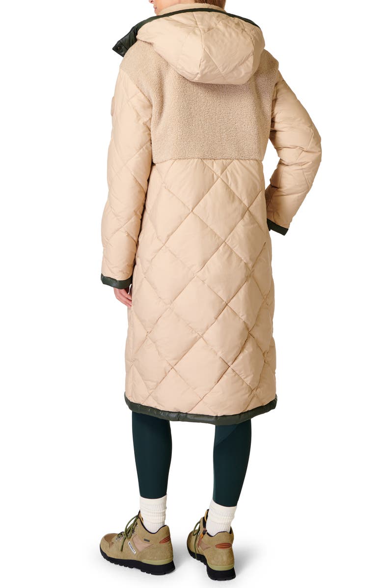 Sweaty Betty Navigate Long Hooded Mixed Media Coat, Alternate, color, 
