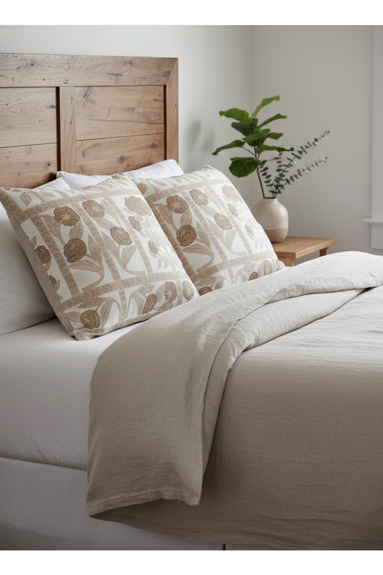 Blossom Field Linen Euro Pillow with Down Insert, Alternate, color, Warm Beige