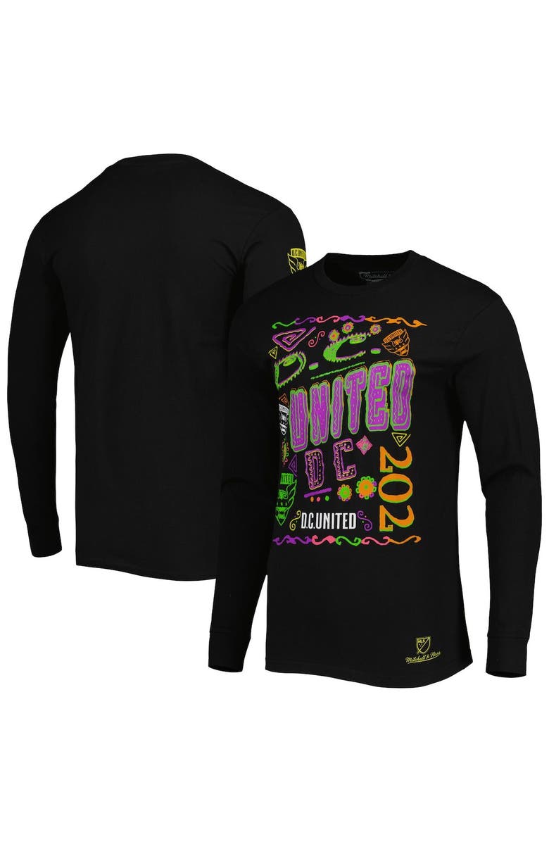 Mitchell & Ness Men's Mitchell & Ness Black D.C. United Papel Picado Long Sleeve T-Shirt, Main, color, Black