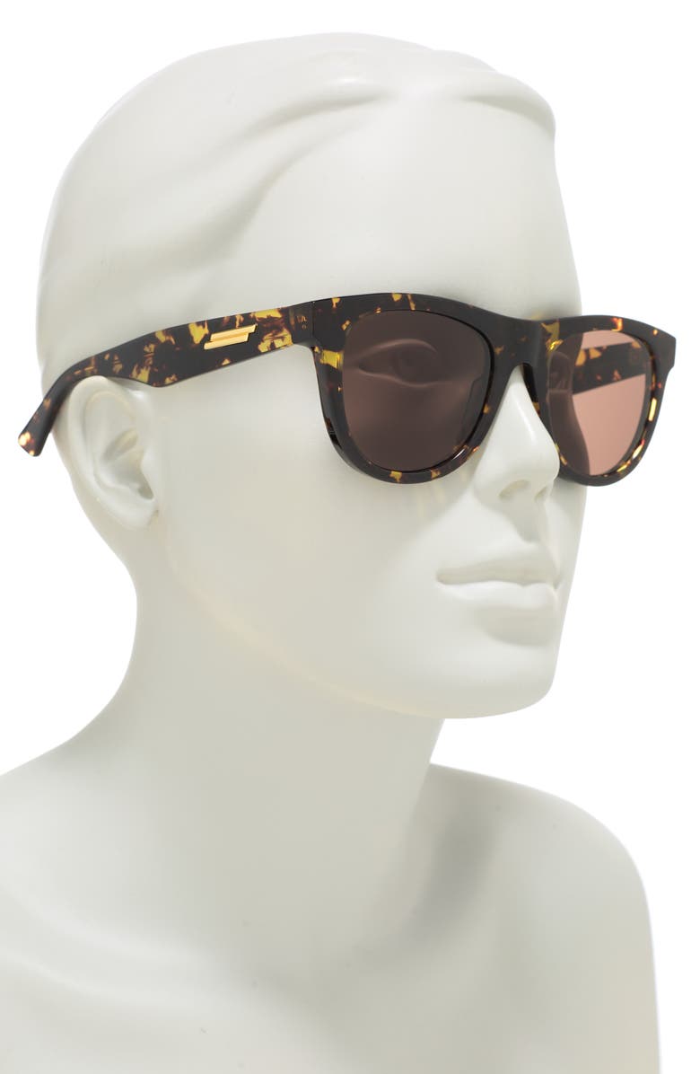 Bottega Veneta 52mm Round Oval Sunglasses, Alternate, color, Havana Havana Brown