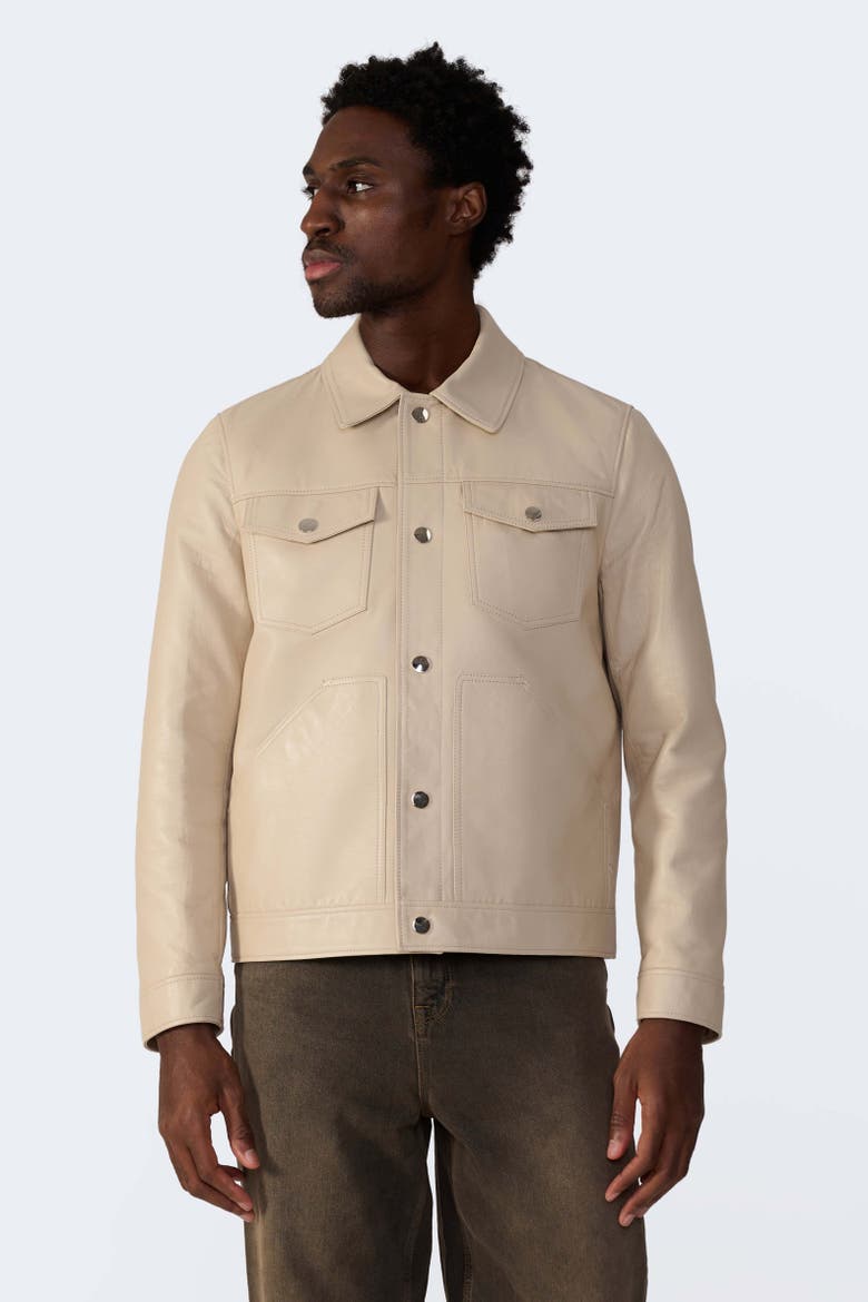 Jude Leather Jacket, Alternate, color, Beige