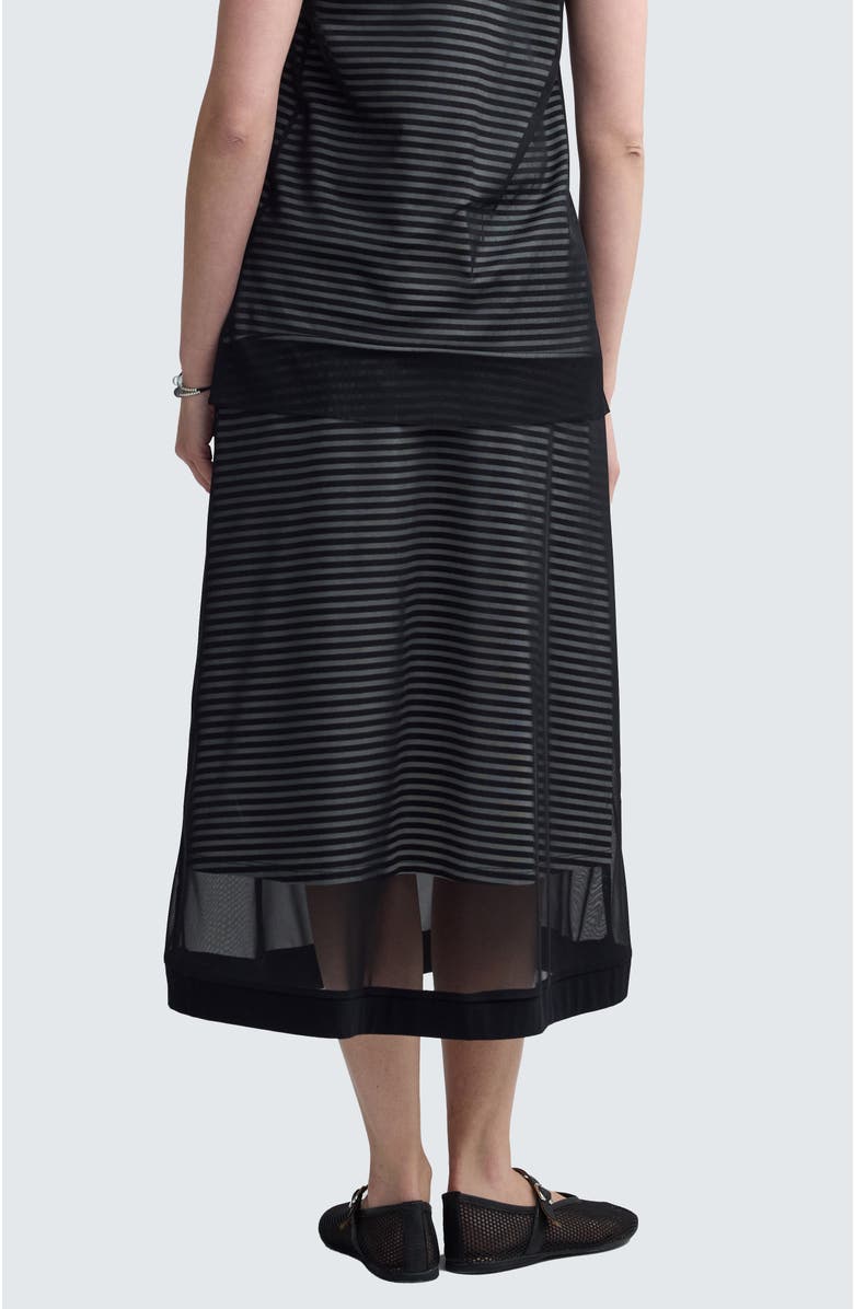 LUUKAA Saphina Striped Mesh Midi Skirt, Alternate, color, Black Print