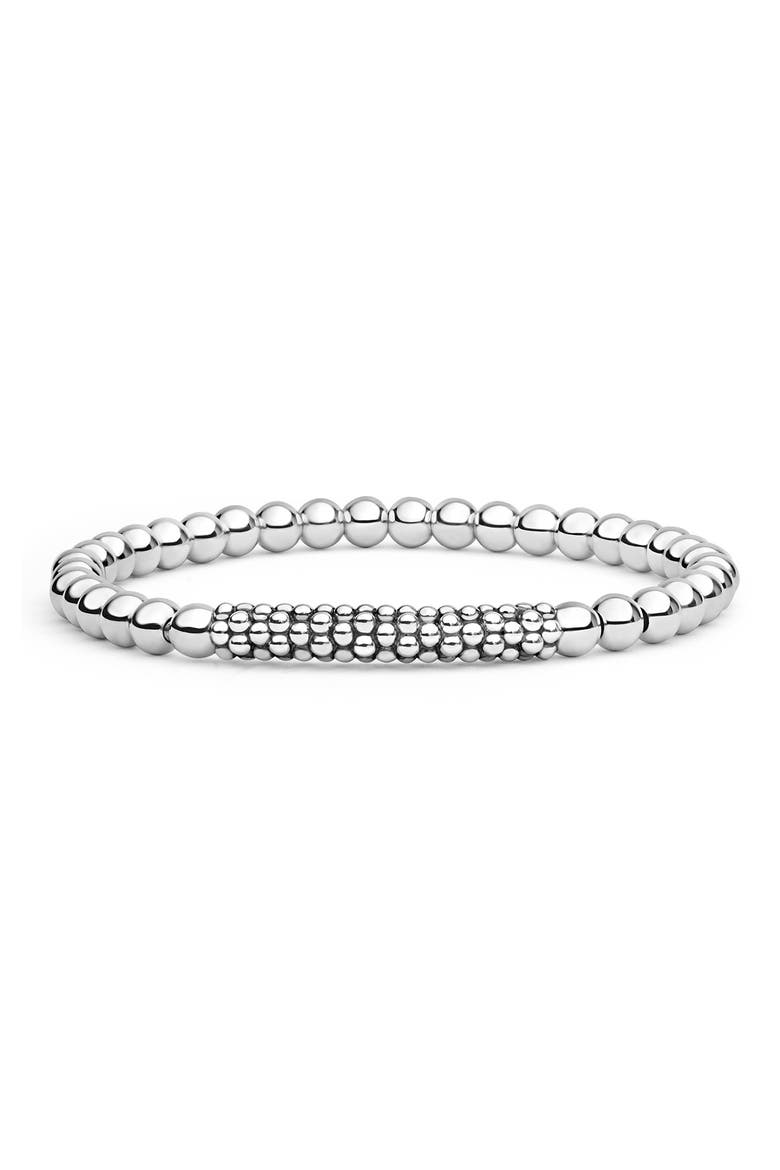 Caviar Beaded Stretch Bracelet, Main, color, SILVER