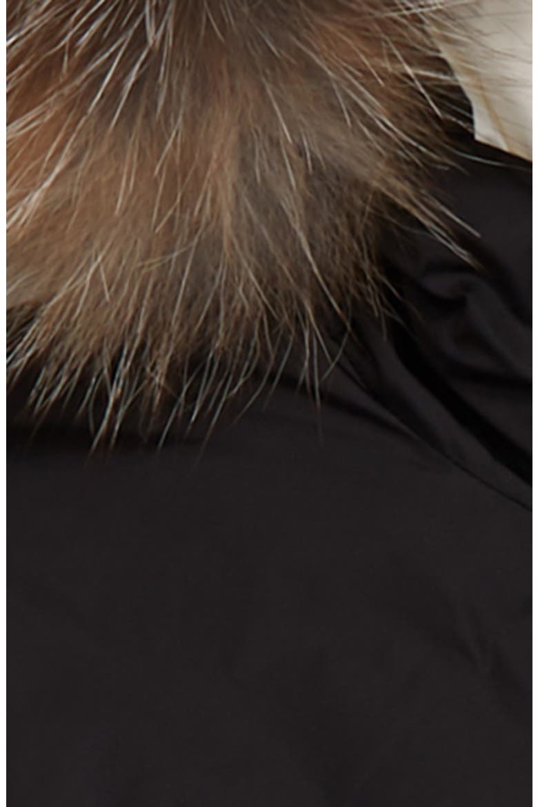 Menue Down Raincoat with Genuine Fox Fur Trim, Alternate, color, BLACK