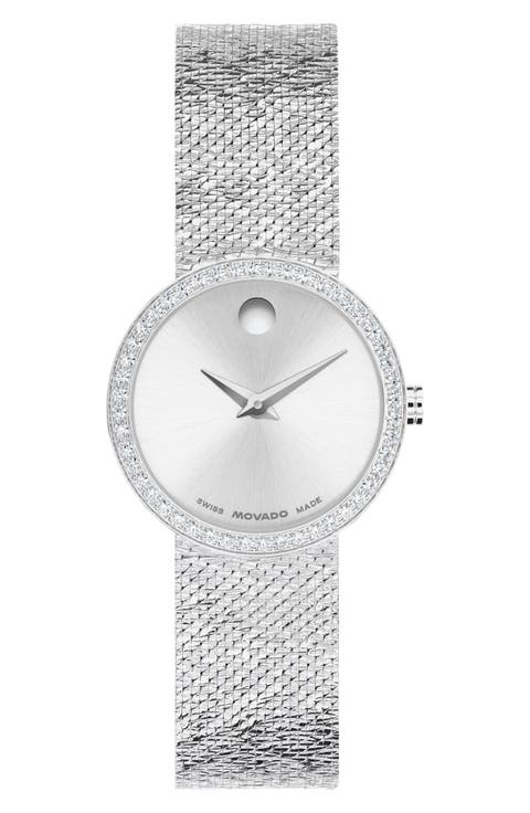 Museum Velura Lab Grown Diamond Mesh Strap Watch, 25mm