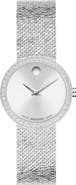 Movado Museum Velura Lab Grown Diamond Mesh Strap Watch, 25mm