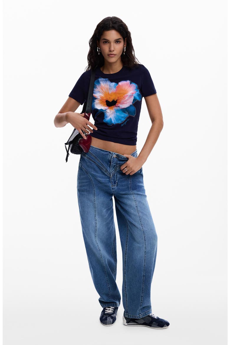 Barrel Leg Jeans, Alternate, color, MEDIUM BLUE