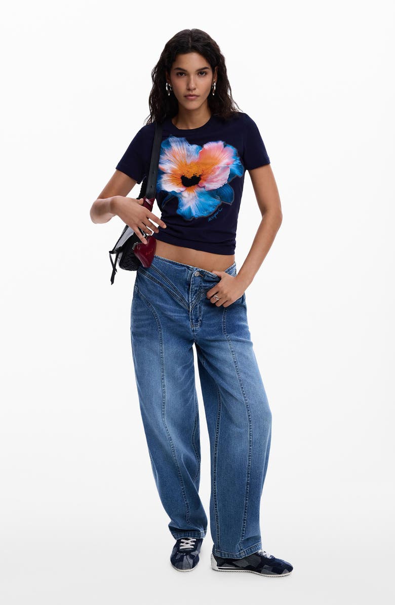 Desigual Barrel Leg Jeans, Alternate, color, Medium Blue