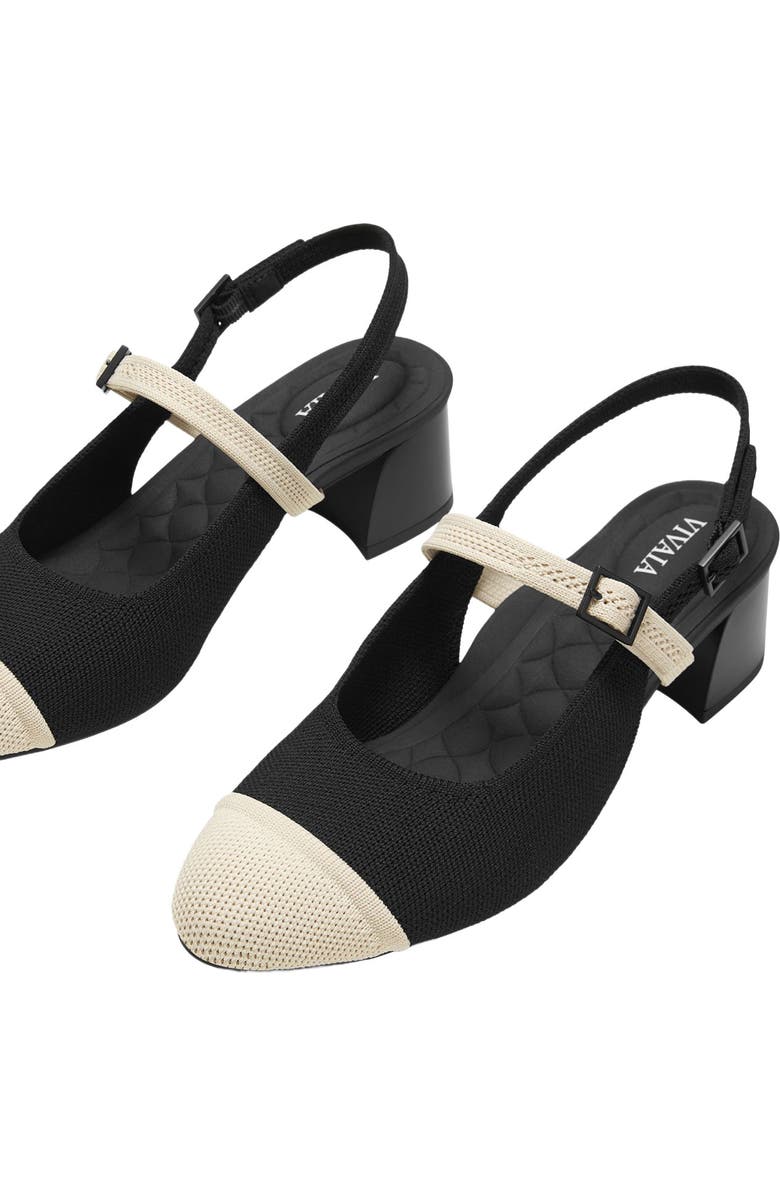 VIVAIA Almond-Toe Slingback Mary-Jane Sandals, Alternate, color, Black Ivory