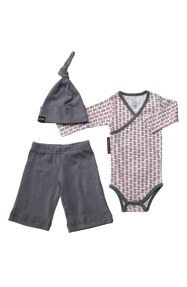 Petunia Pickle Bottom Bodysuit, Pants & Hat Set, Main, color, 