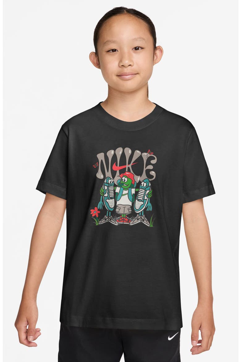 Kids' Sportswear Cotton Graphic T-Shirt, Main, color, BLACK