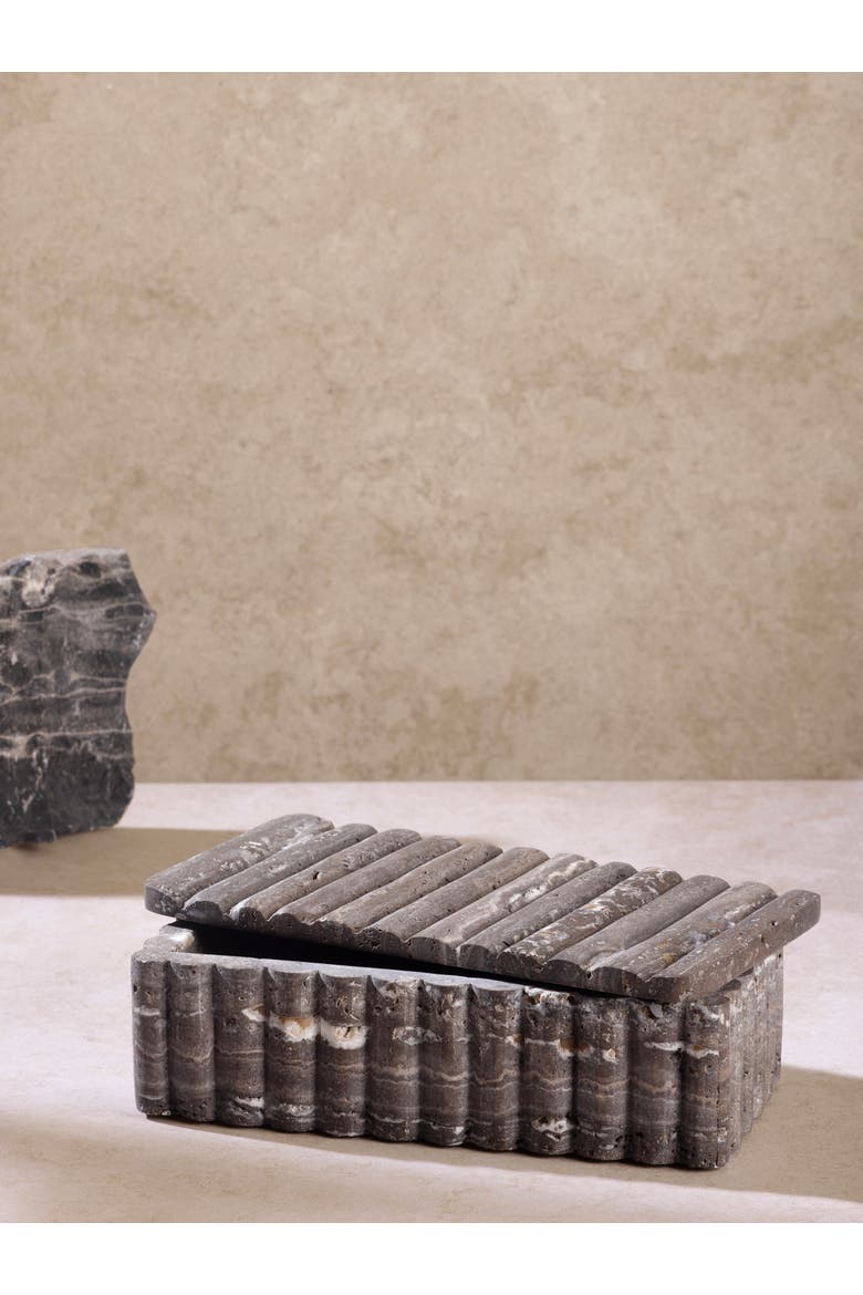 Cuba Decorative Box, Alternate, color, Fossil Gray Travertine