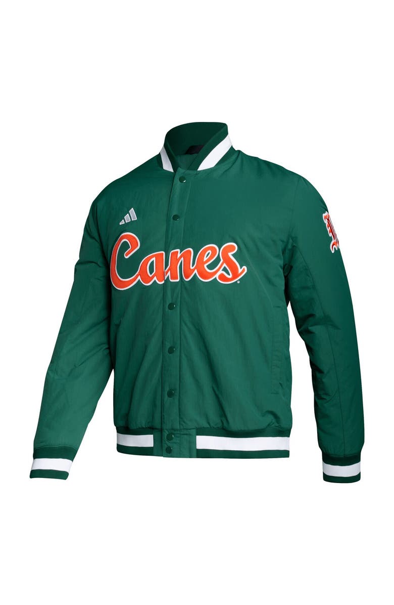 adidas Men's adidas Green Miami Hurricanes Baseball Coaches Full-Snap Jacket, Alternate, color, 