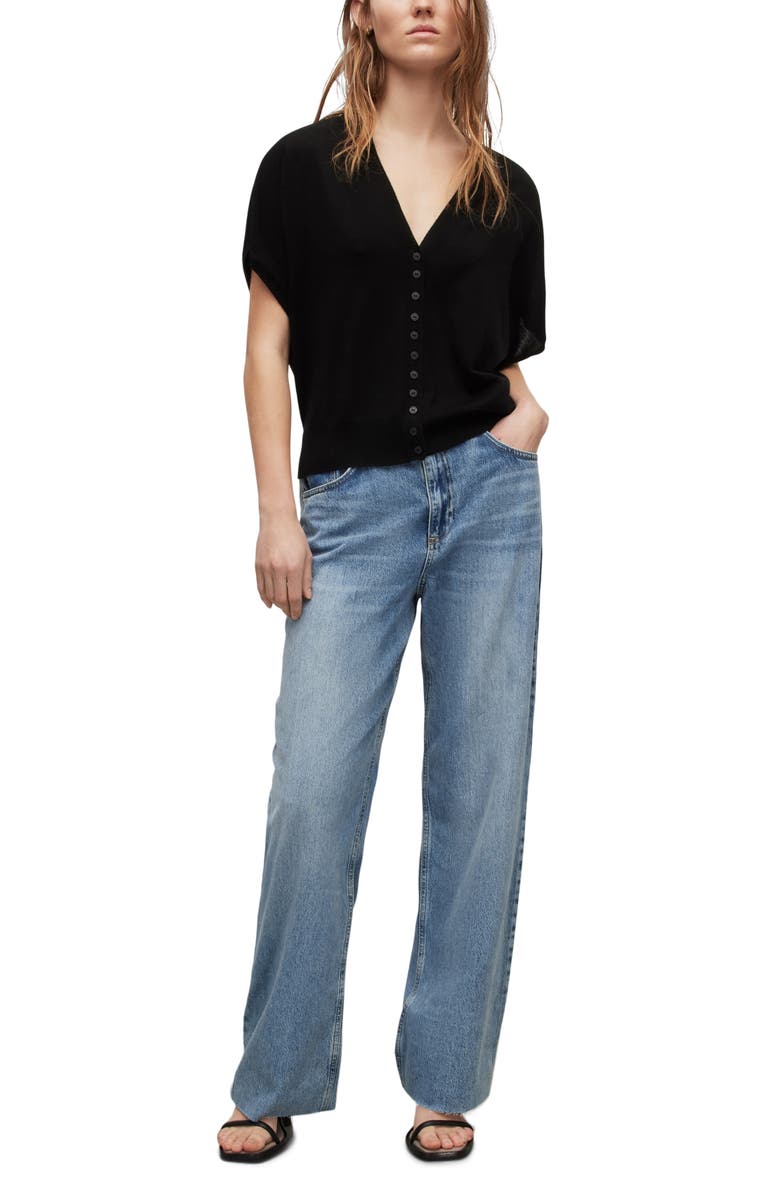 AllSaints Bronte Short Sleeve Merino Wool Cardigan, Alternate, color, 