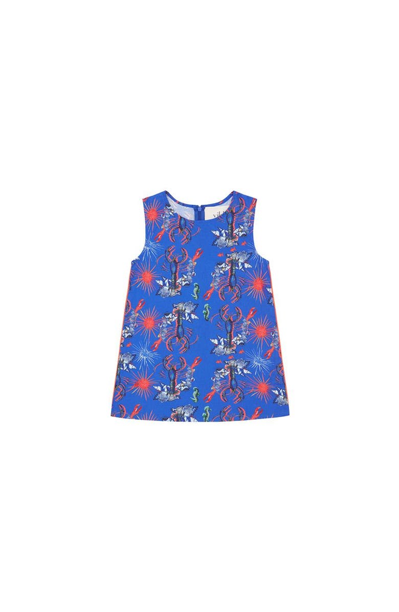 Vild House of Little Vild Lab No.8 - Rare Living Lobsters, Organic Cotton Woven Dress, Main, color, Lobster Print