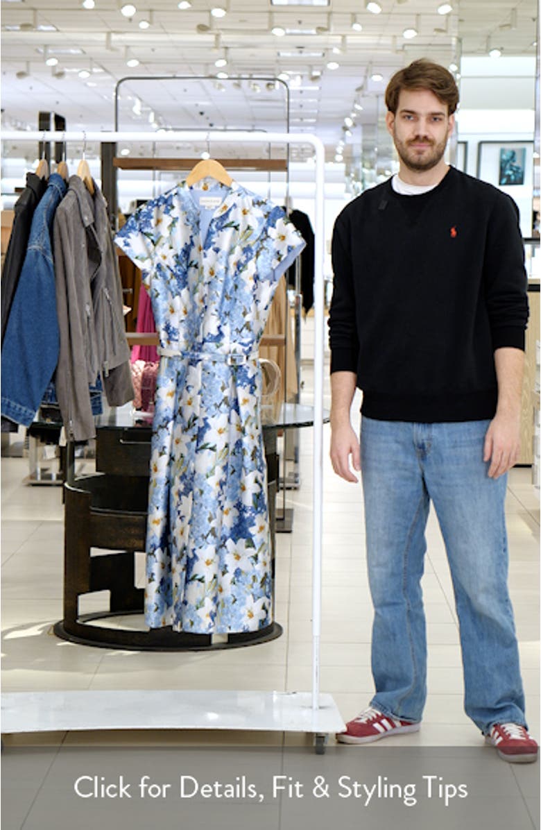 Martine Floral Print Belted Midi Dress, sales video thumbnail