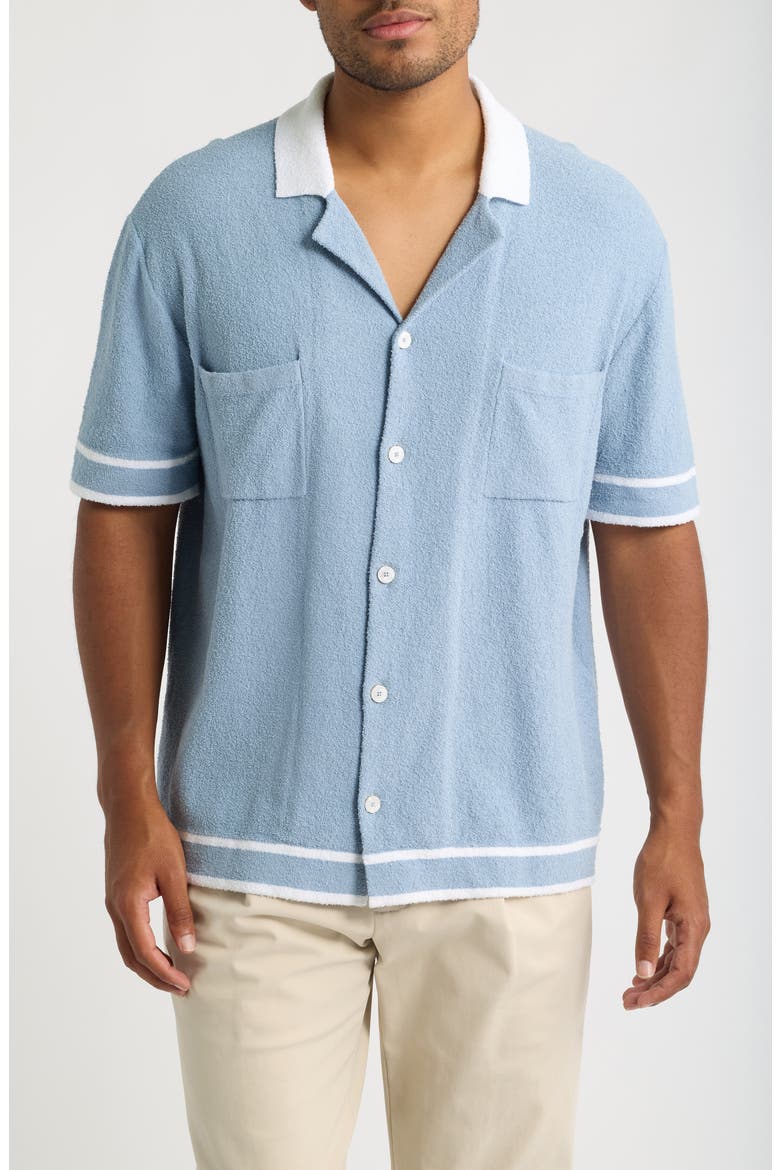 Armando Knit Cotton Blend Camp Shirt, Main, color, POWDER BLUE-07
