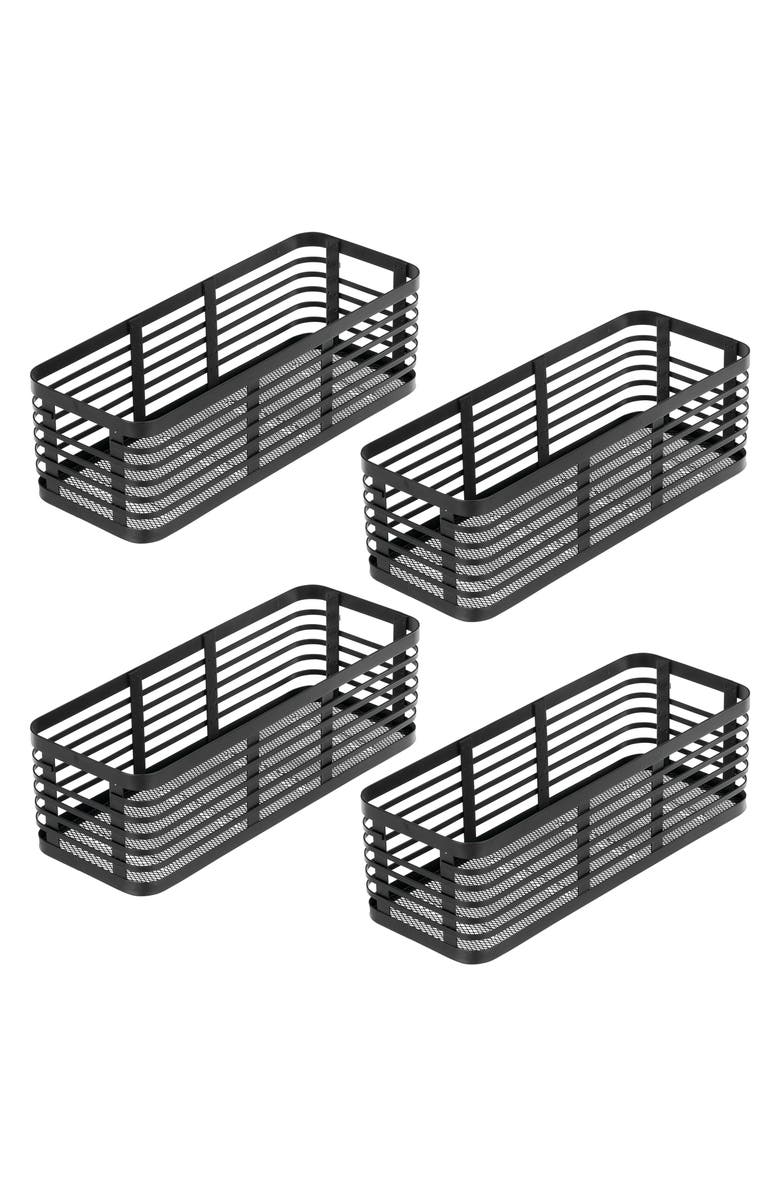 mDesign Metal Pantry Basket with Handles - Set of 4 - Matte Black, Main, color, Unspecified