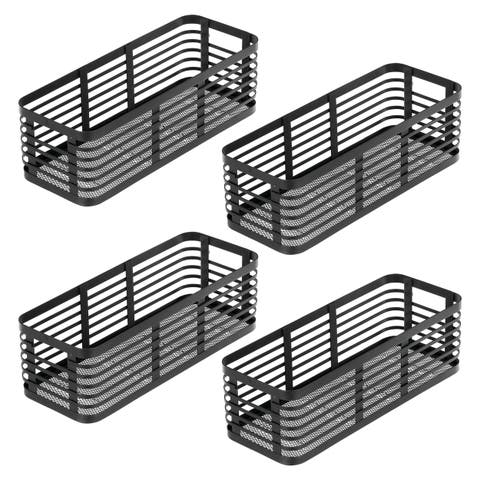Metal Pantry Basket with Handles - Set of 4 - Matte Black