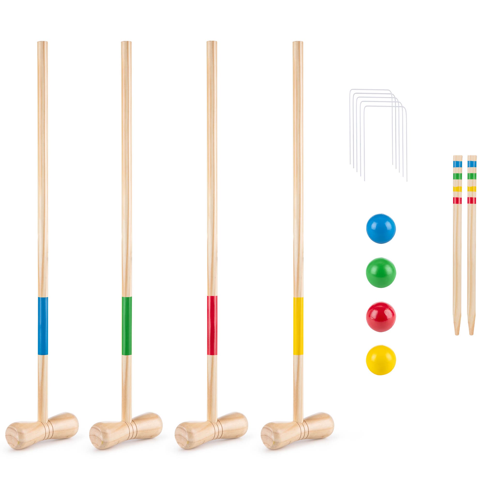 Grasshopper Games Croquet Set Wood Mallets Balls Travel Bag Family Age 3+ in Multicolored 