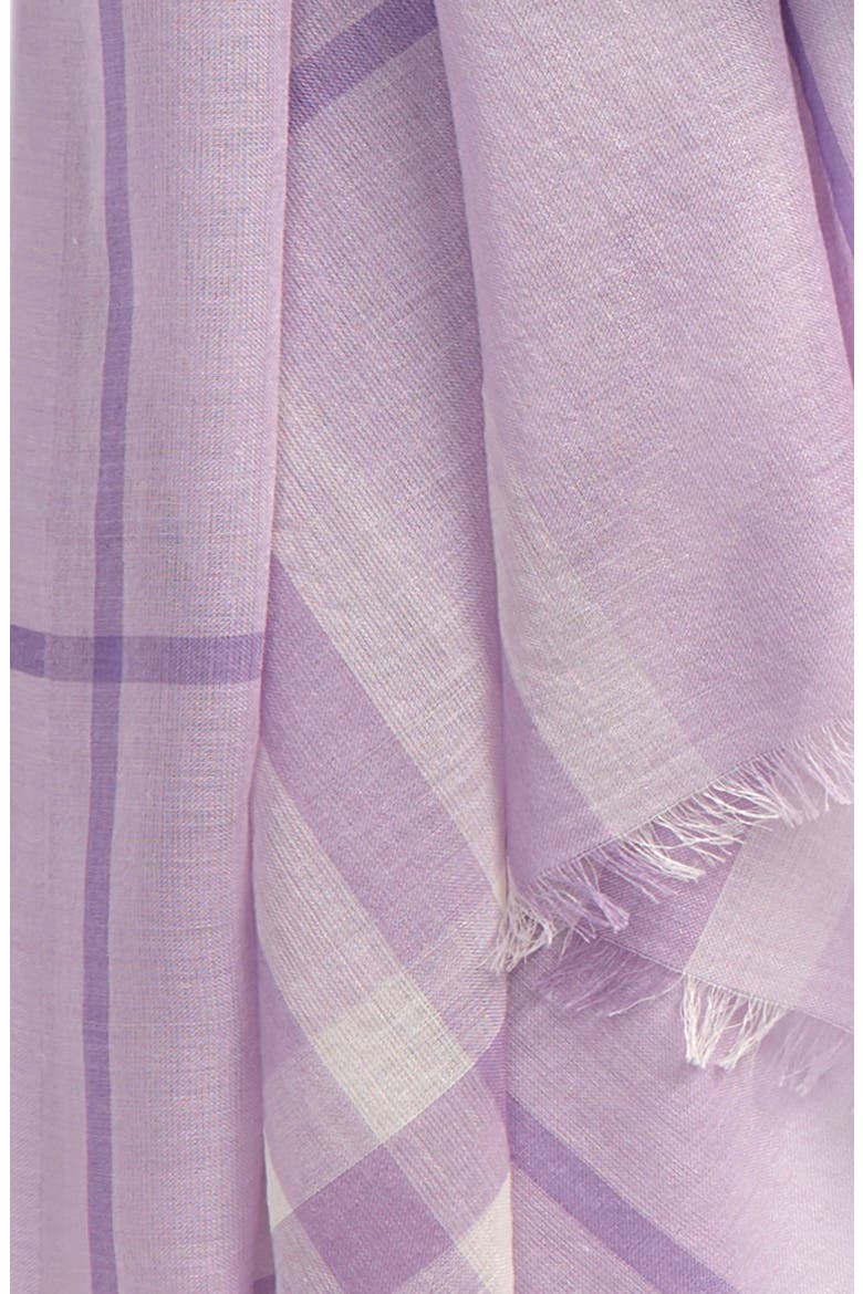 Giant Check Wool & Silk Gauze Scarf, Alternate, color, PALE THISTLE