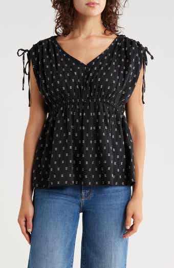 Lucky Brand Clip Square Cotton Babydoll Top