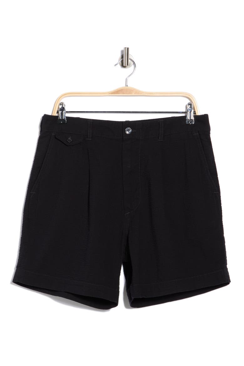 Lightweight Seersucker Cotton Shorts, Alternate, color, BLACK