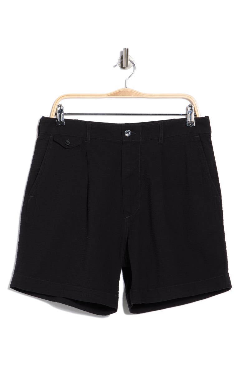 BUCK MASON Lightweight Seersucker Cotton Shorts, Main, color, Black