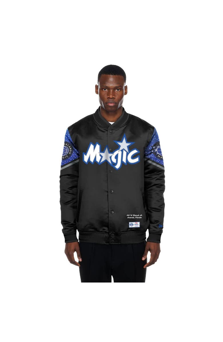 New Era Men's New Era Black Orlando Magic 2025/26 City Edition Full-Snap Satin Jacket, Main, color, Black